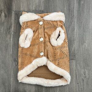 Tan Dog Coat with Cream Trim